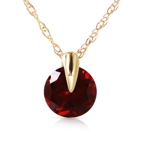 14K. SOLID GOLD NECKLACE WITH NATURAL GARNET - Picture 2 of 7